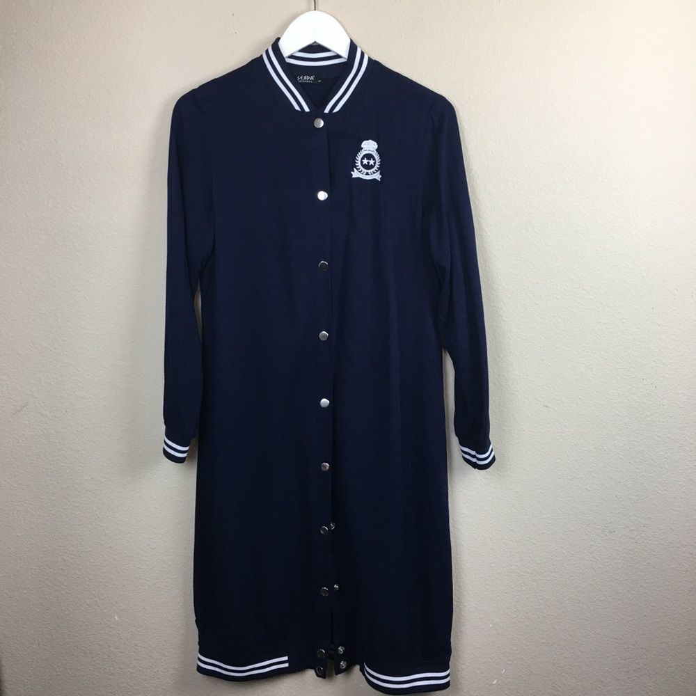 Navy Blue Varsity Duster- women’s size large